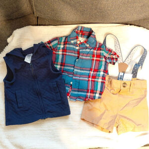 Baby Boy Carter's Blue Quilted Hooded shorts bundle clothing excellent condition